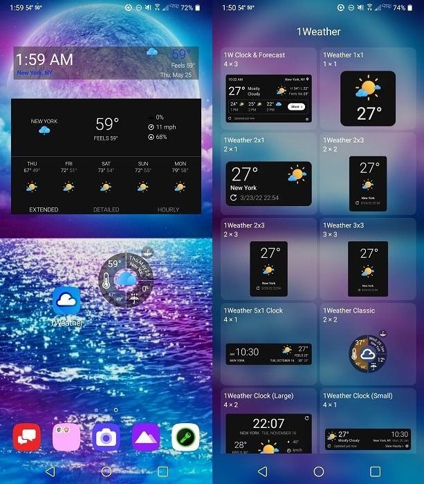 1Weather widget overview.