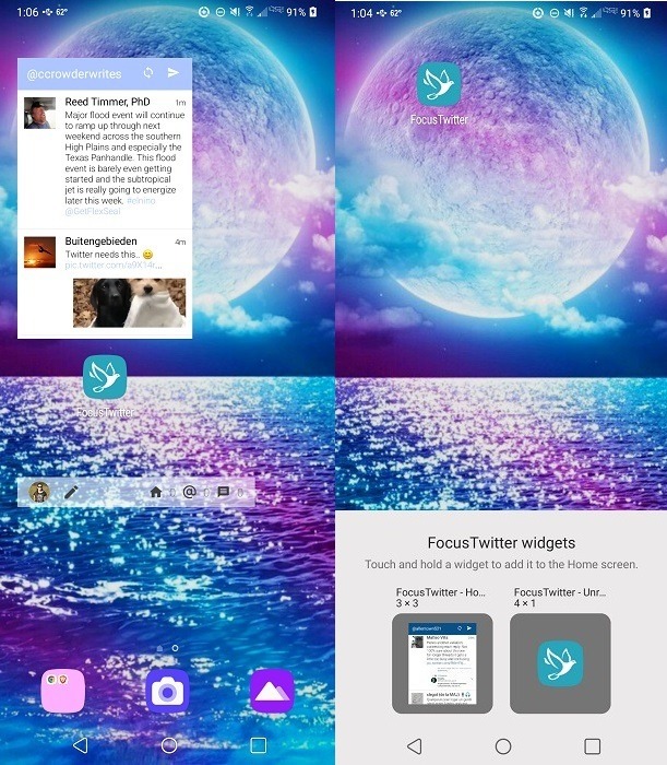 FocusTwitter widget overview. 