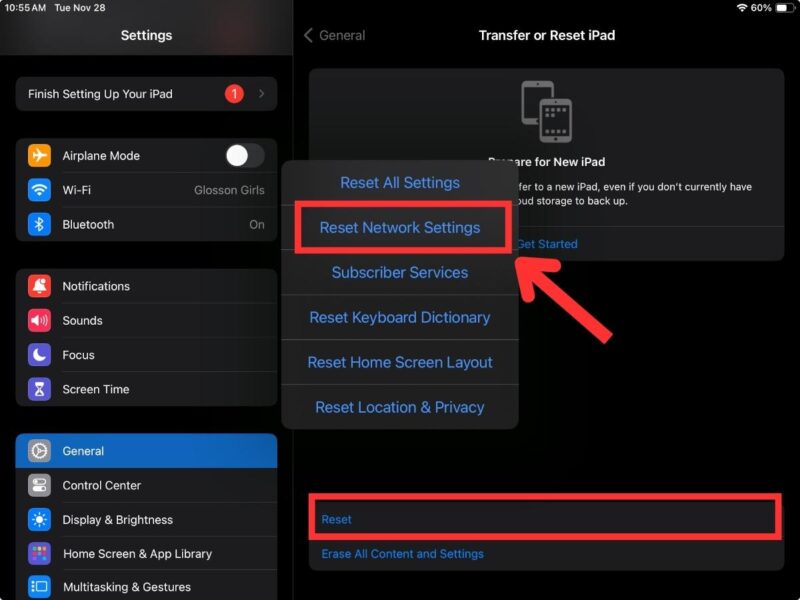 Reset Network Settings on iPad