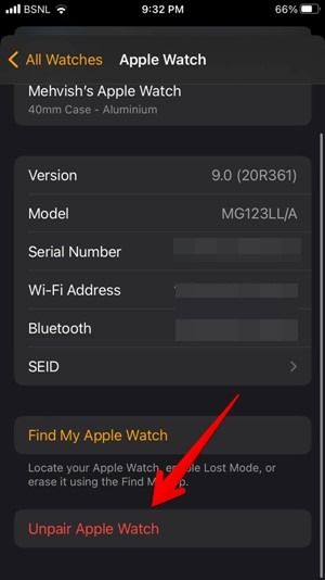Apple Watch Unpair