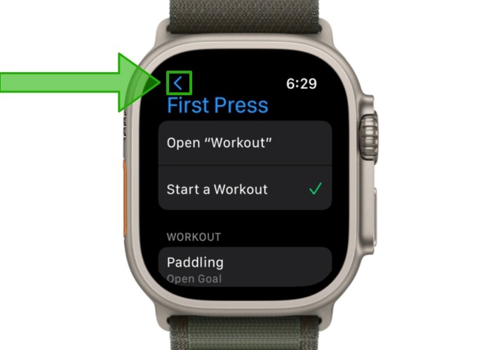 Back Button First Press Apple Watch Ultra