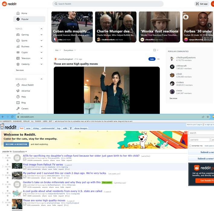 Using Old Reddit Redirect to change the look of Reddit.