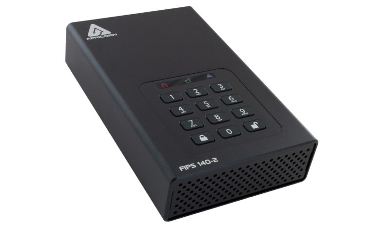 Apricorn Aegis Desktop 4TB Black external hard drive on a white background