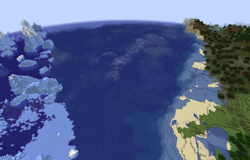 Minecraft world with diverse and close biomes.