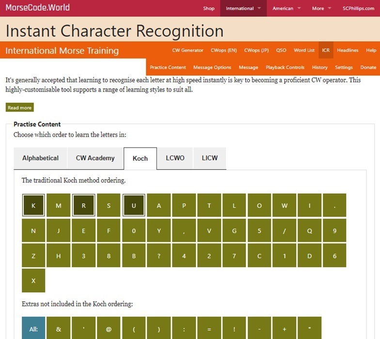 Learn Morse code with Instant Character Recognition tool.