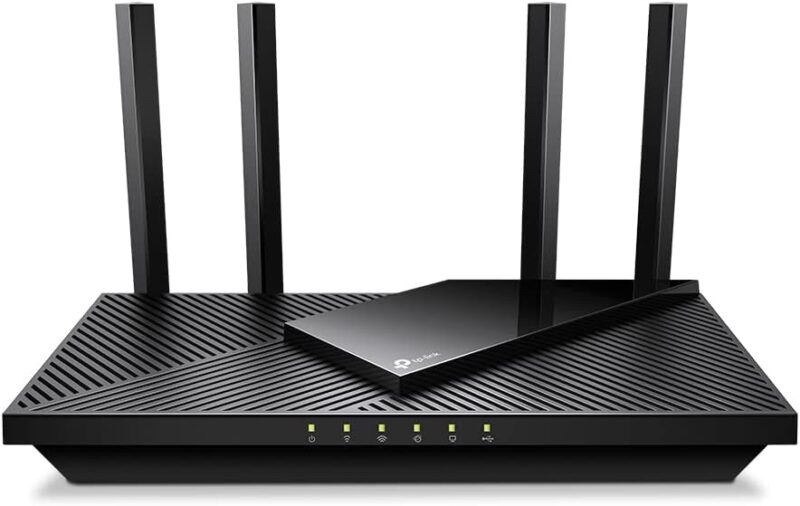 Black TP-Link WiFi 6 router