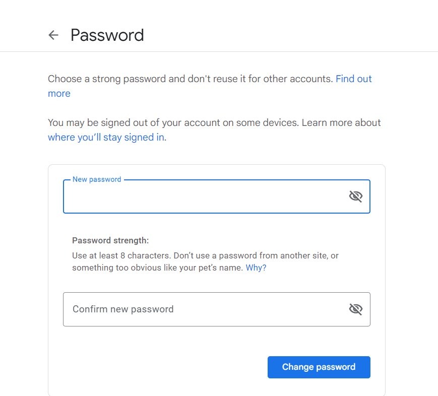 Chromebook Change Google Password