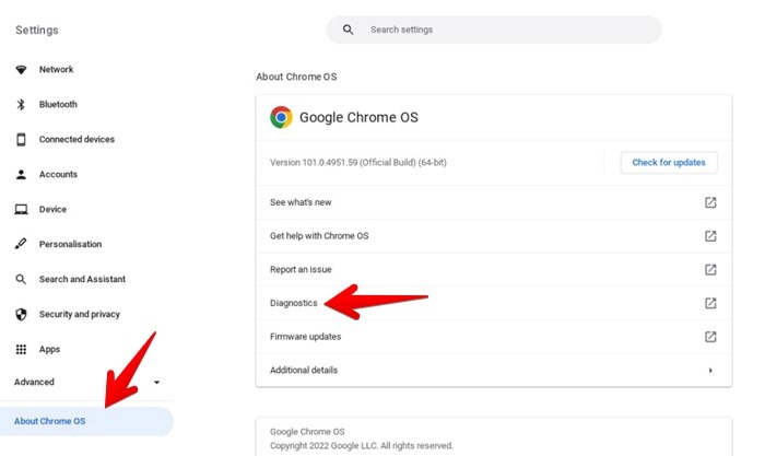 Chromebook Diagnostics