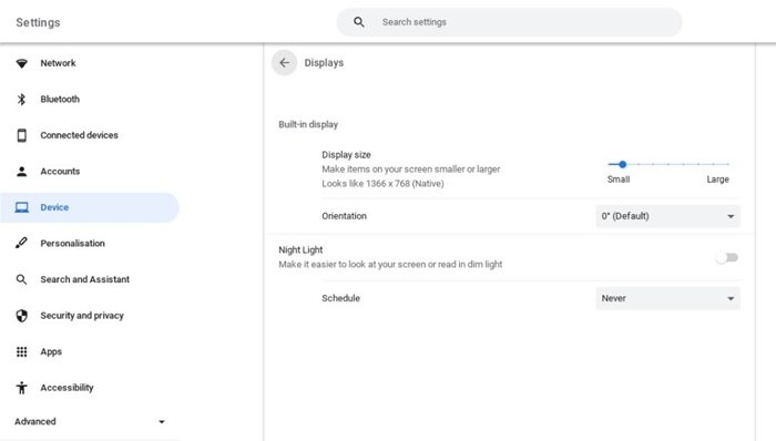 Chromebook Display Settings