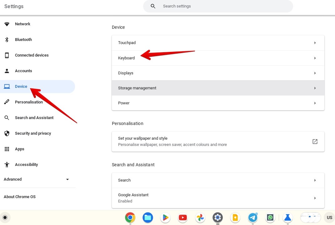 Chromebook Keyboard Settings