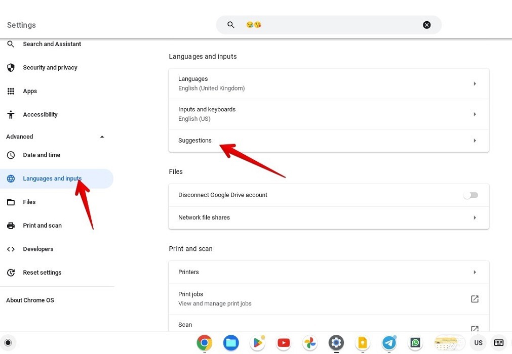 Enabling emoji "Suggestion" on Chromebook. 