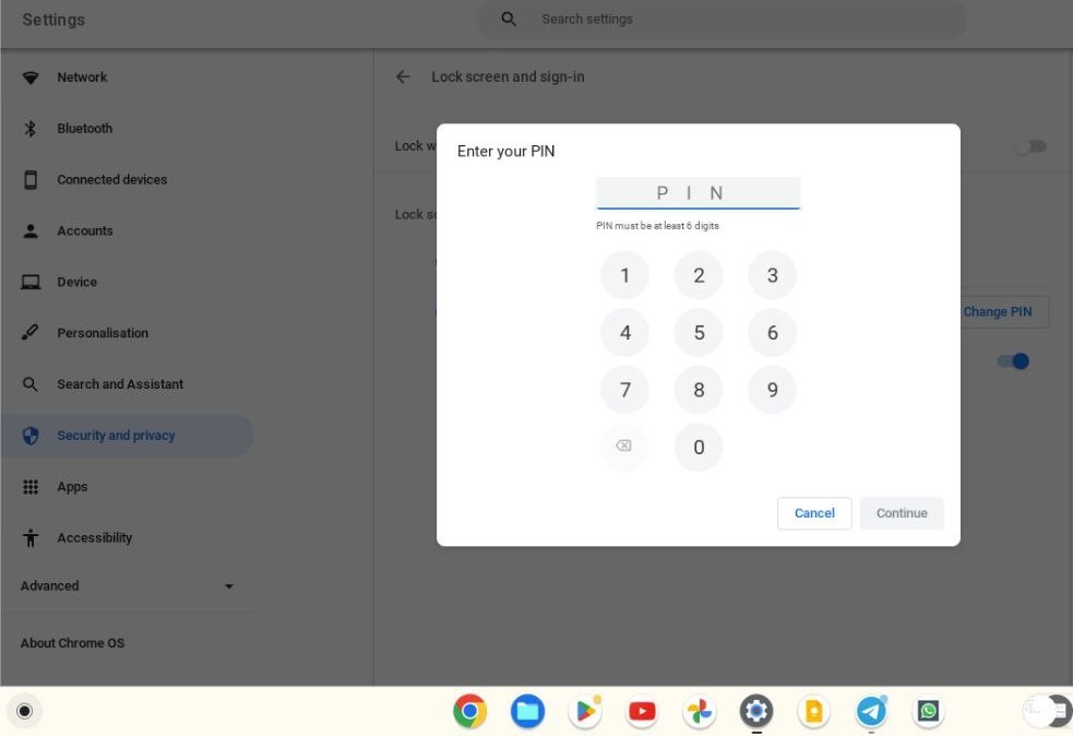 Chromebook Lock Screen Pin Change