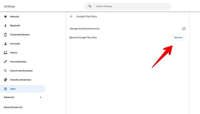 Chromebook Play Store Remove