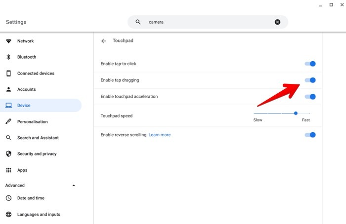 Chromebook Touchpad Tap Dragging