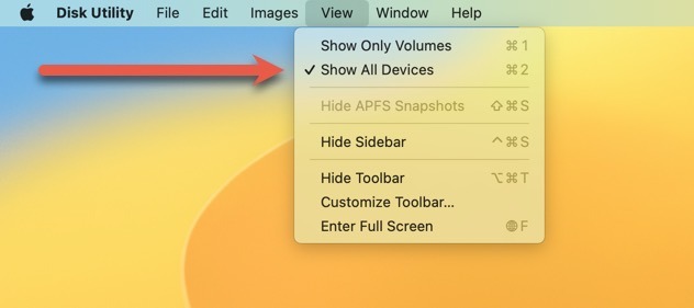 Disk Utility Show All Devices
