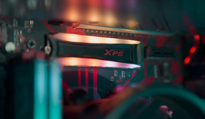 An XPG SSD inside a gaming PC
