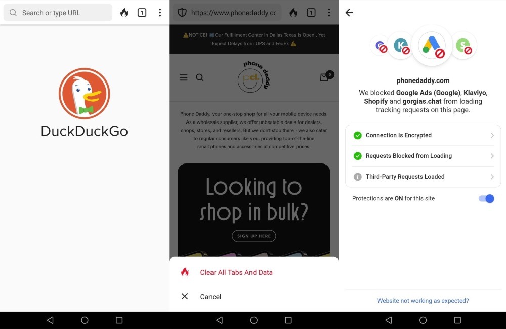 DuckDuckGo app interface overview.