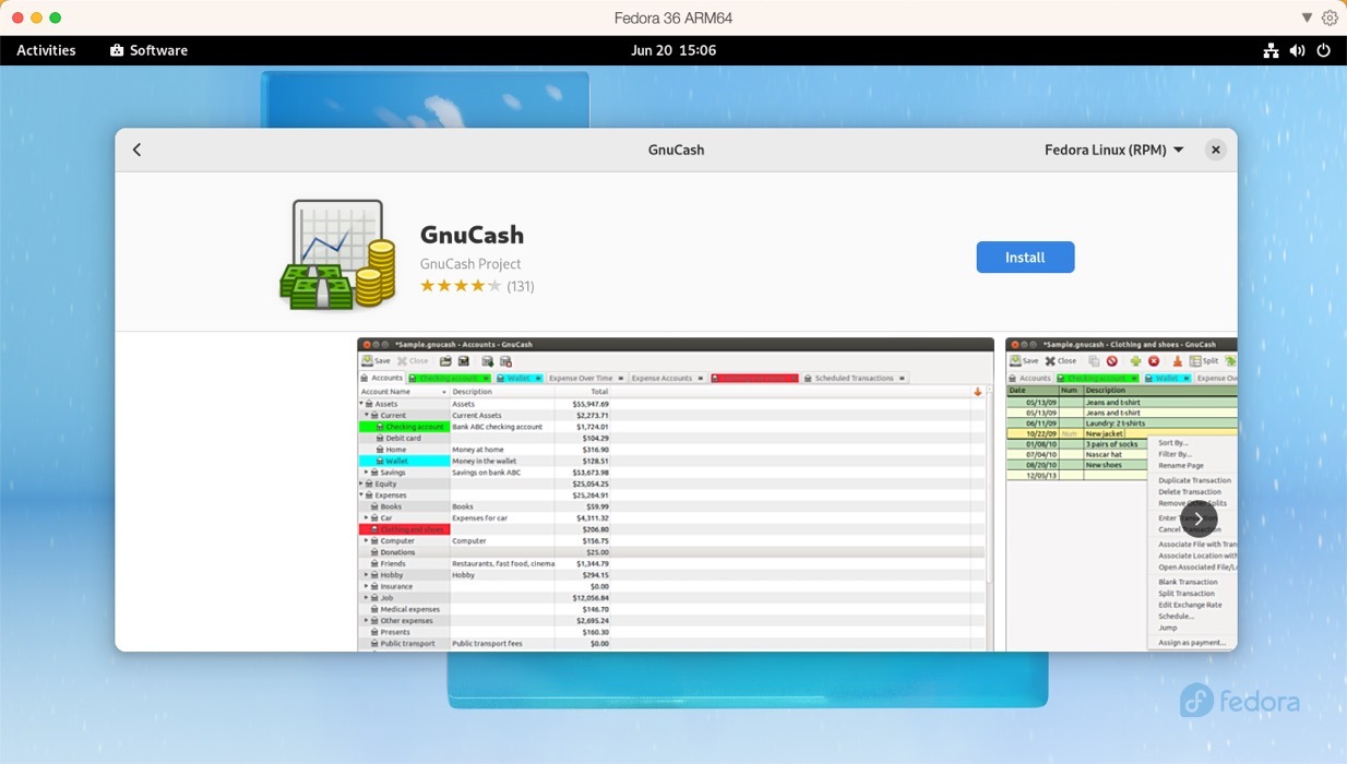 Fedora Gnucash Install
