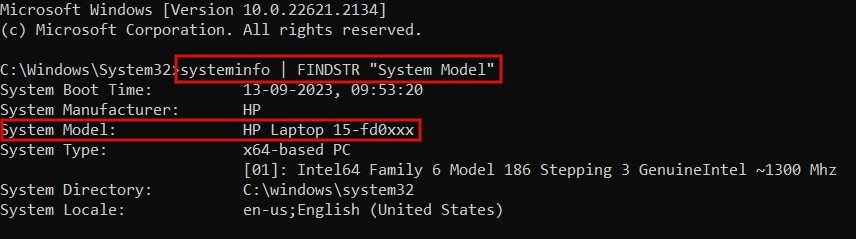 Typing alternative command in Command Prompt.