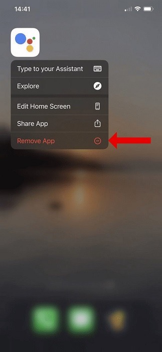 Removing Google Assistant app in iPhone.