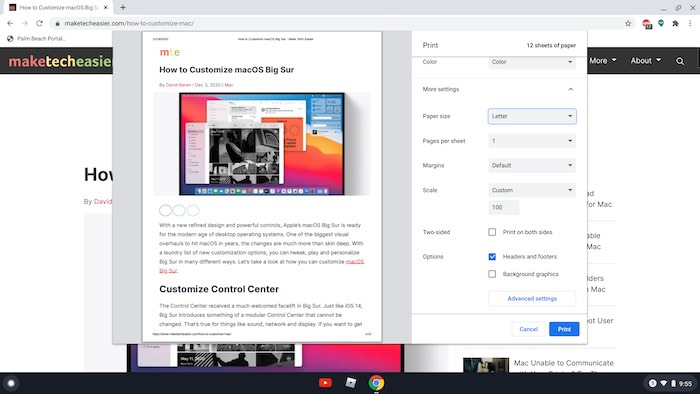 How To Print Chromebook Page Size