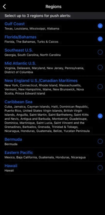 Hurricane Tracker Regions