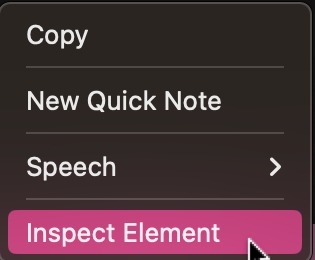 Inspect Element Button On Safari