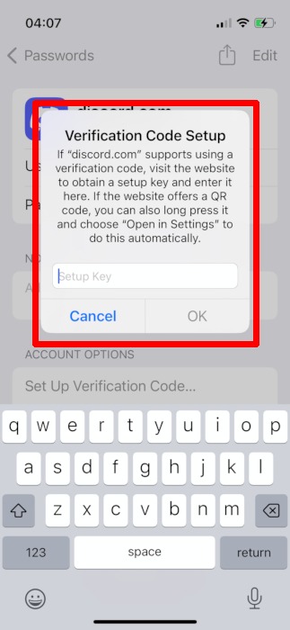 Ios Settings Passwords Paste Key