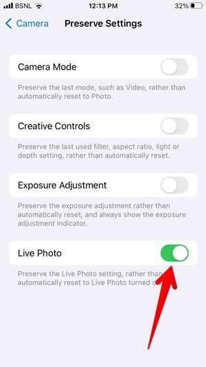 Iphone Camera Preserve Settings