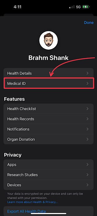 Iphone Health Medical Id