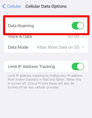 Iphone Settings Data Roaming