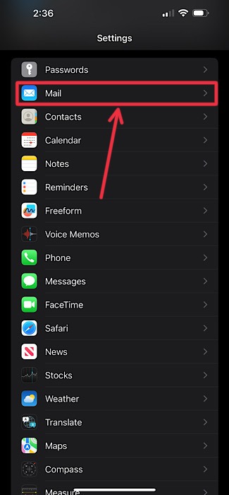Iphone Setttings Mail