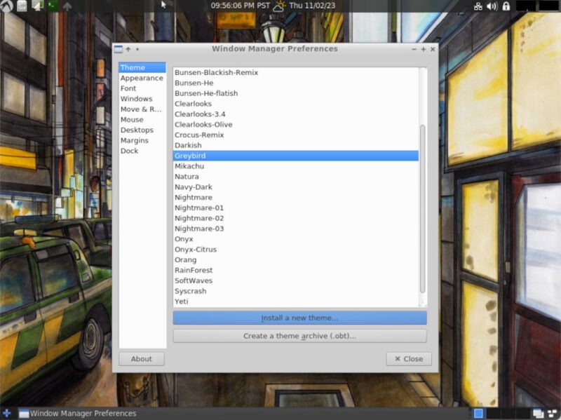 A screenshot showing the ways to customize the default window manager.