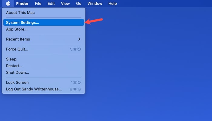 System Settings in the Mac Menu Bar