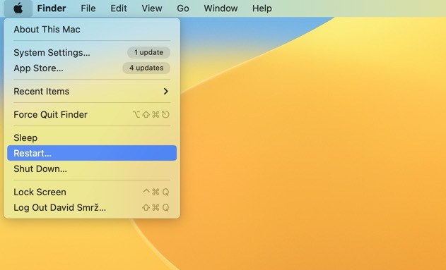 Macos Restart Highlighted