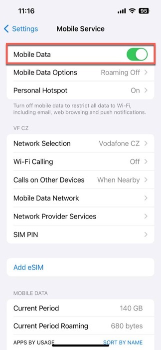 Mobile Data Option Ios Turn On