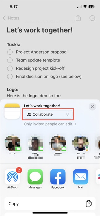 Collaborate in Messages on iPhone