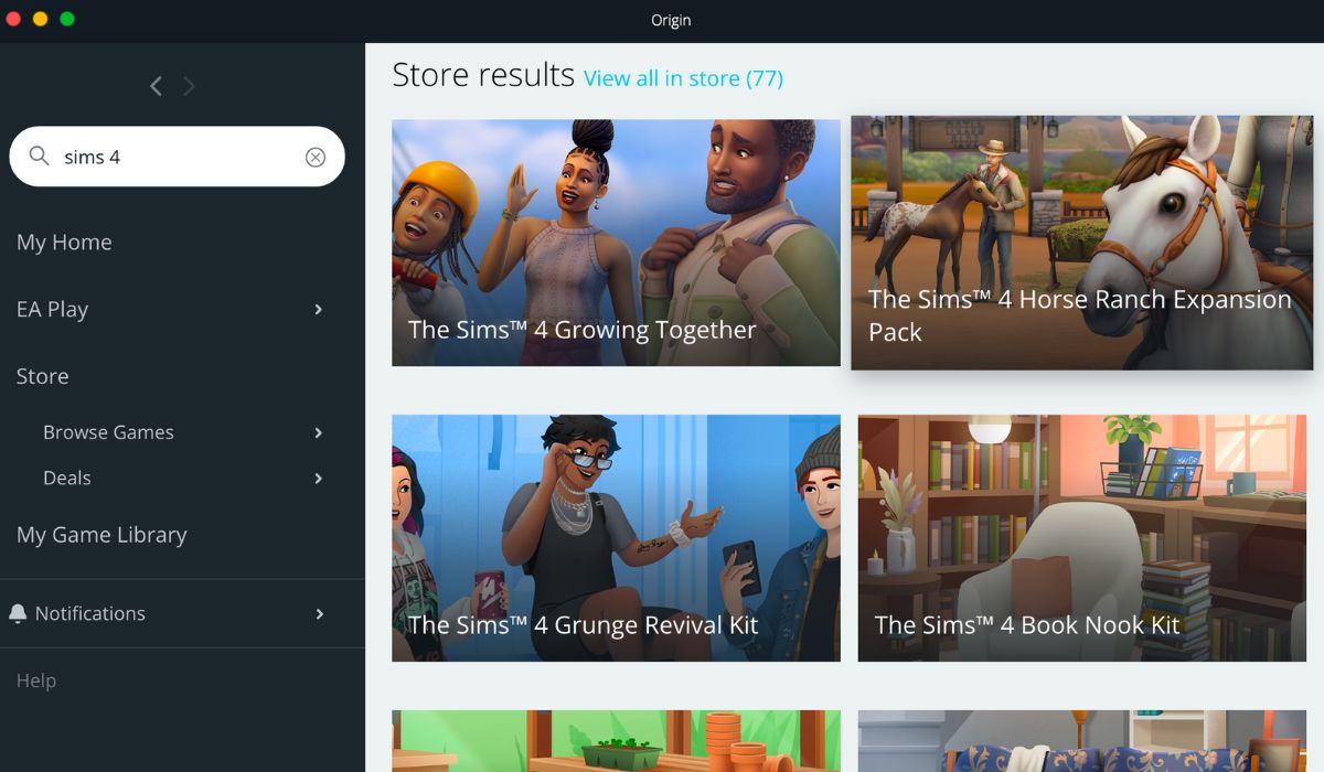 Origin Search Sims4