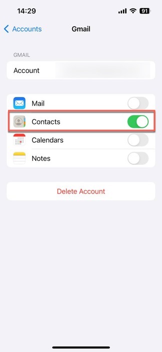 Per Account Contacts Settings Option