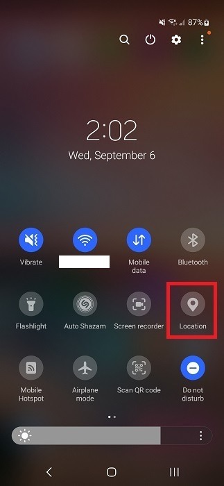 Turning off "Location" tile in Quick Settings on Android. 