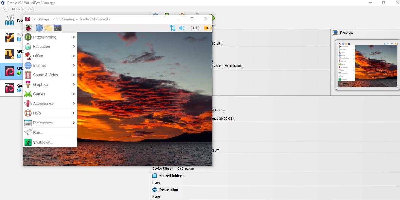 Raspberry Pi Virtual Machine Snapshot On Oracle Vm Virtualbox