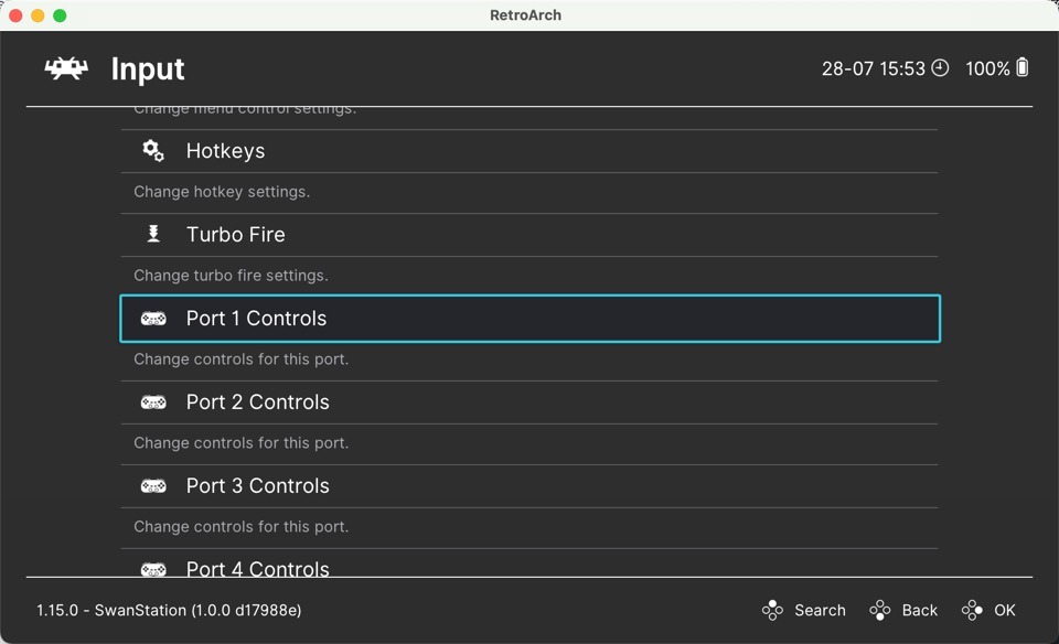 Retroarch Port 1 Controls