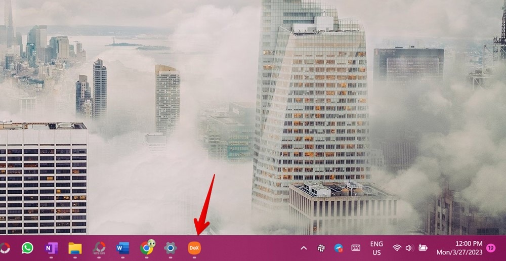 Viewing the DeX app icon in the Windows taskbar.