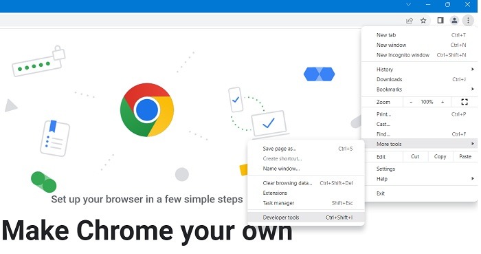 Scrolling Screenshots Windows Google Chrome More Tools Developer Tools