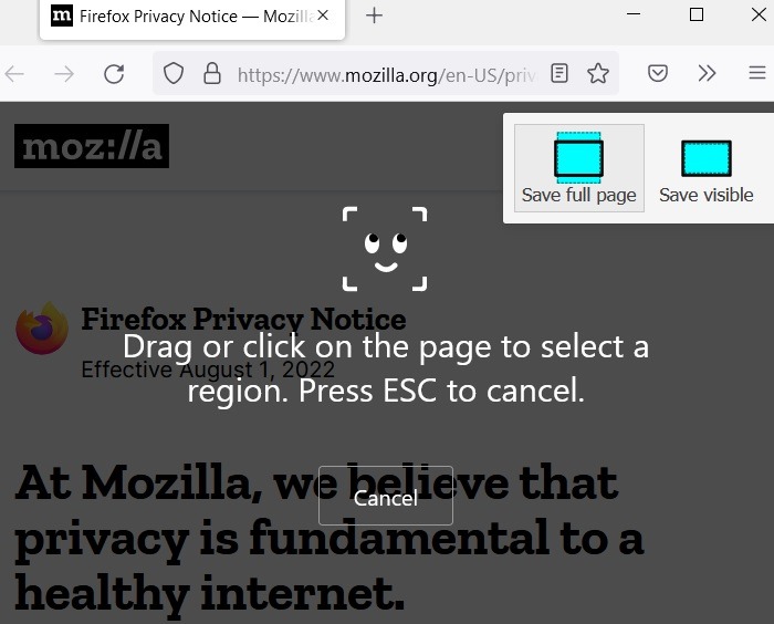 Scrolling Screenshots Windows Mozilla Firefox Save Options