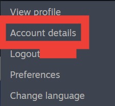Selecting "Account Details" in Steam.