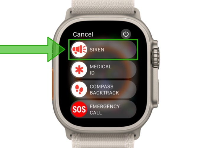 Siren Slider Apple Watch Ultra