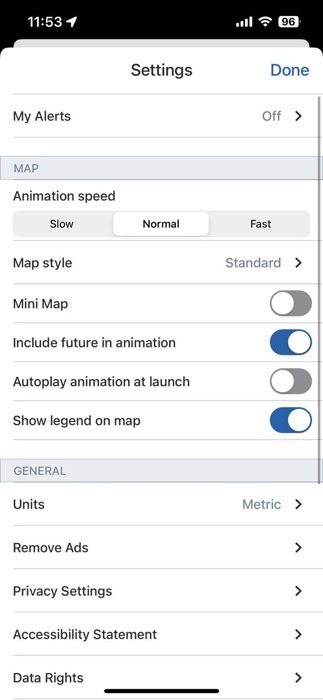 Storm Radar Settings