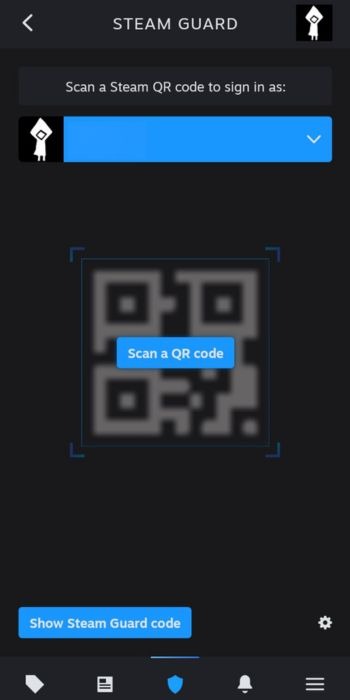 Using Steam QR code option on mobile to log into Steam.