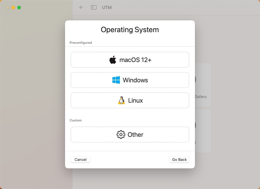 Utm Select Operating System